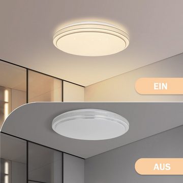 Nettlife LED Deckenleuchte Sternenhimmel Dimmbar mit Fernbedienung Deckelapme Modern Rund, Nicht Dimmbar, LED fest integriert, Warmweiß, Flur Küche Esszimmer Schlafzimmer Kinderzimmer Arbeitszimmer, 27CM, 12 W