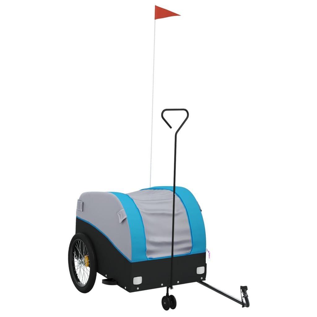 vidaXL Fahrradlastenanhänger Fahrradanhänger Schwarz und Blau 45 kg Eisen