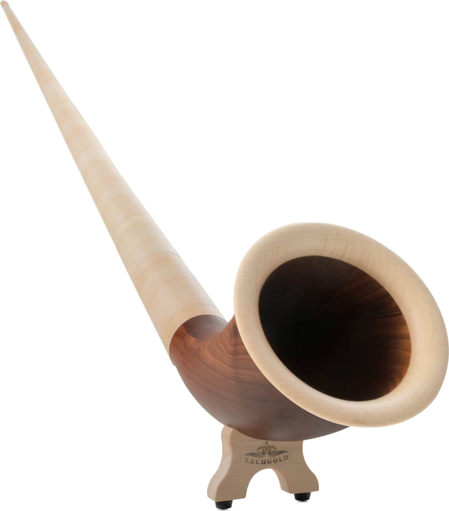 Lechgold Wanderalphorn Walnuss Fis 347 cm 6-teiliges Alphorn, super-transportables Alphorn mit leichter Ansprache