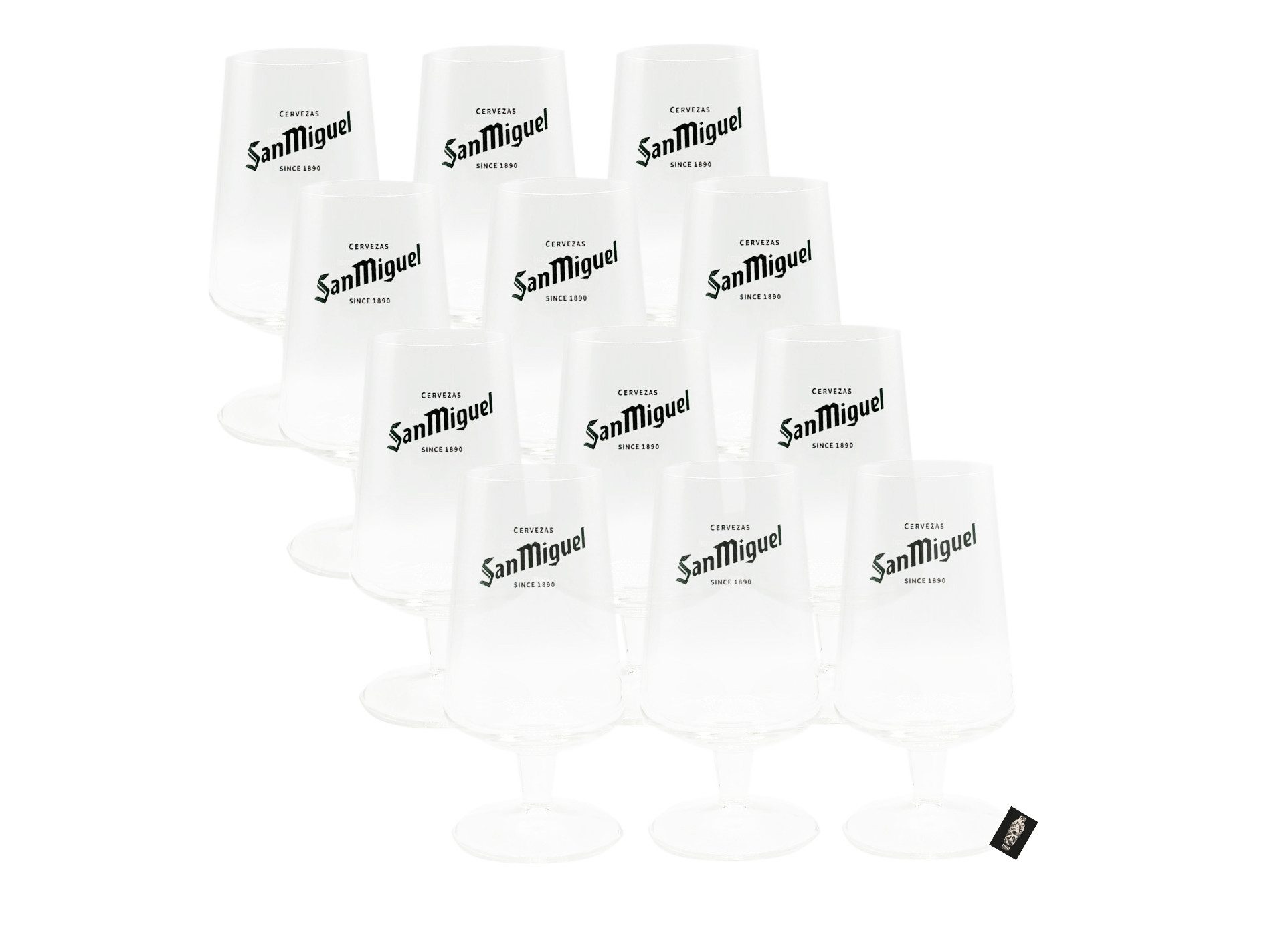 Gläser-Set San Miguel Glas 12er-Set Grün-Goldene Beschriftung geeicht: 30cl