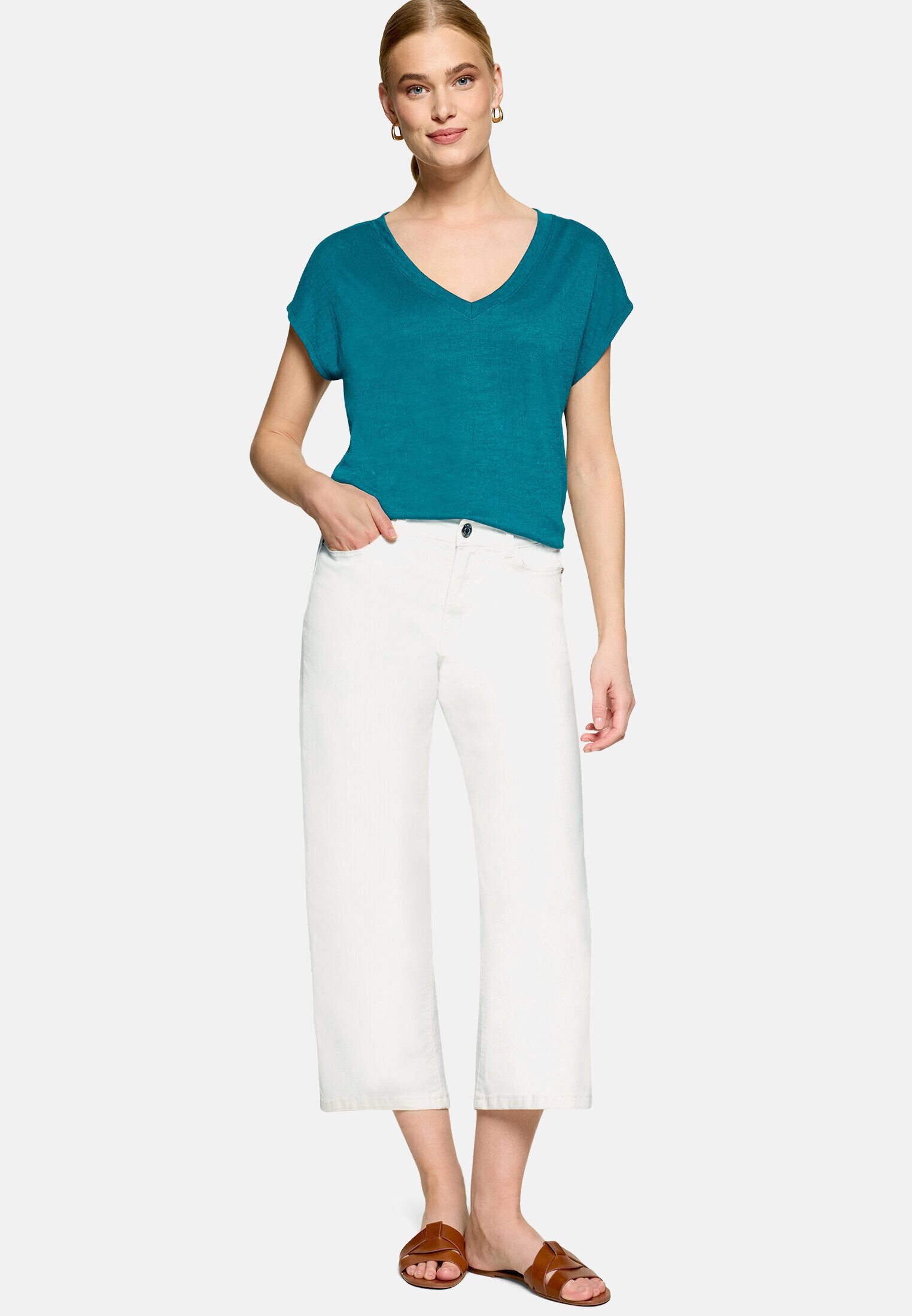 Zero T-Shirt Damen mit V-Ausschnitt (1-tlg) Material