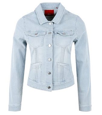 s.Oliver Jeansjacke s.Oliver Jeans-Jacke angesagte Damen Frühlings-Jacke mit Streifenmuster Freizeit-Jacke Blau/Weiß