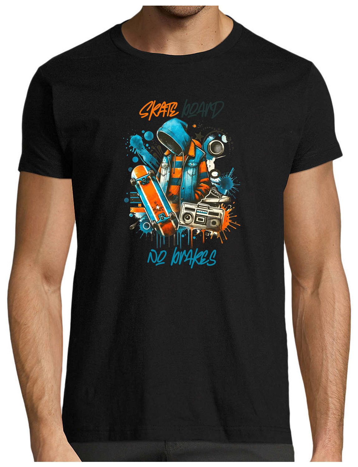 T-Shirt Herren Skater Shirt "Skateboard No Brakes"