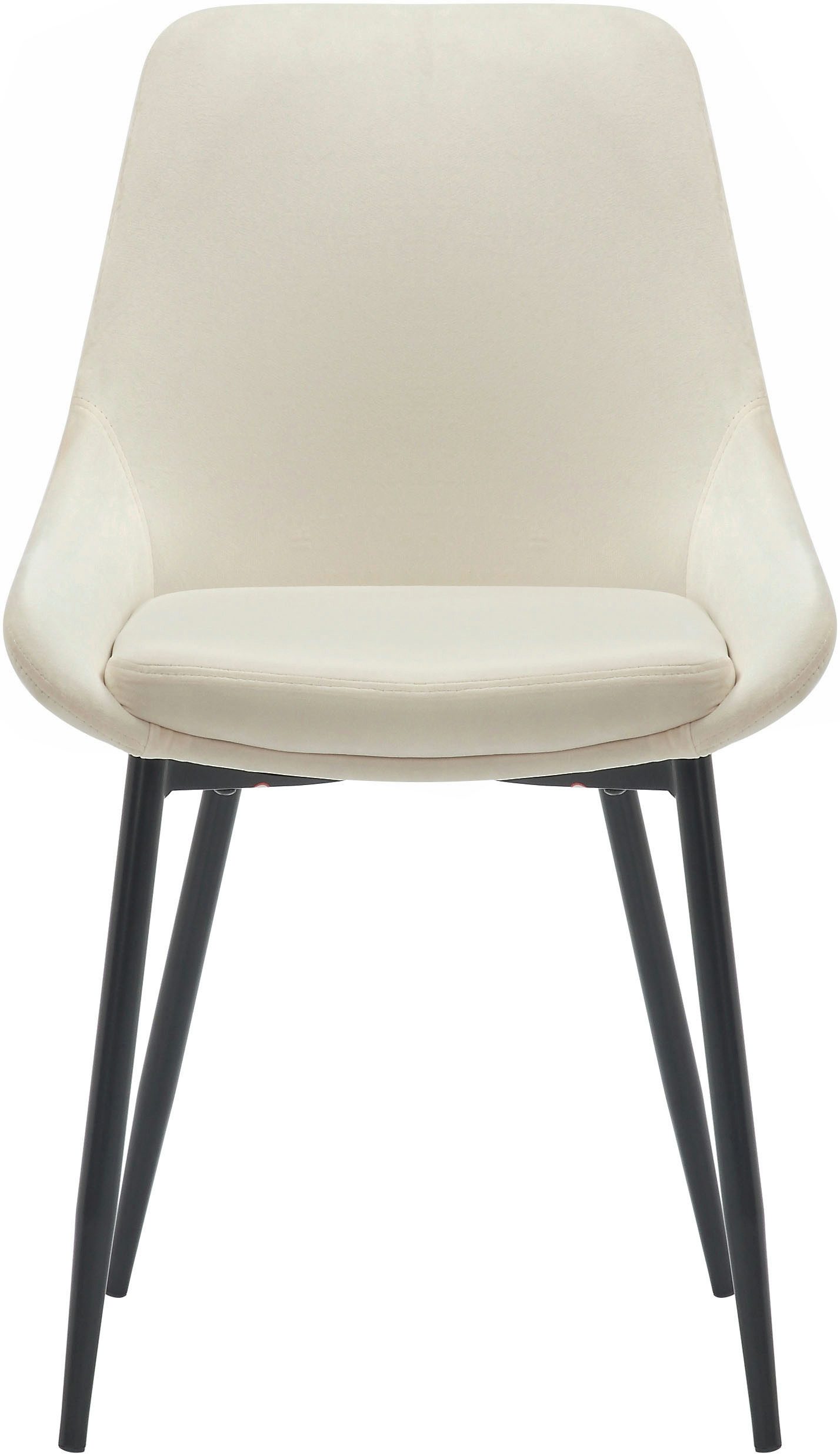 OTTO home Esszimmerstuhl Niam, Polsterstuhl, 2er Set, schwarze Metallbeine, pflegeleichter Samtvelours Bezug