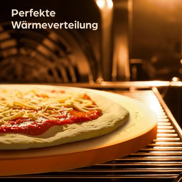 Praknu Pizzastein für Backofen, Gas und Grill Rund 30 cm Ø Pizzen Ofen Set, Cordierit, (1-St), Für Knusprigen Boden - bis 900 °C - Wärme Speichernd