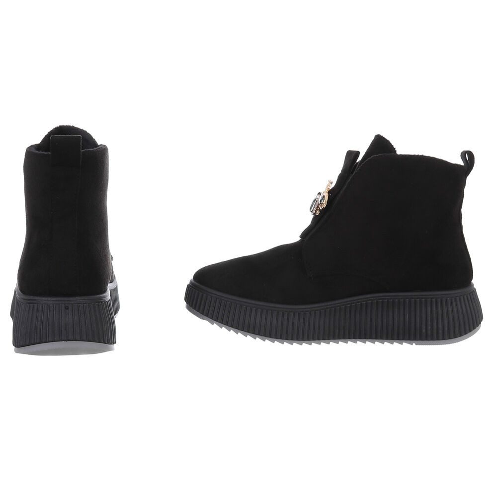 Ital-Design Elegante Damen Plateau-Stiefeletten mit Dekorativem Detail Plateaustiefelette (90457988) Keilabsatz/Wedge Stiefeletten in Schwarz