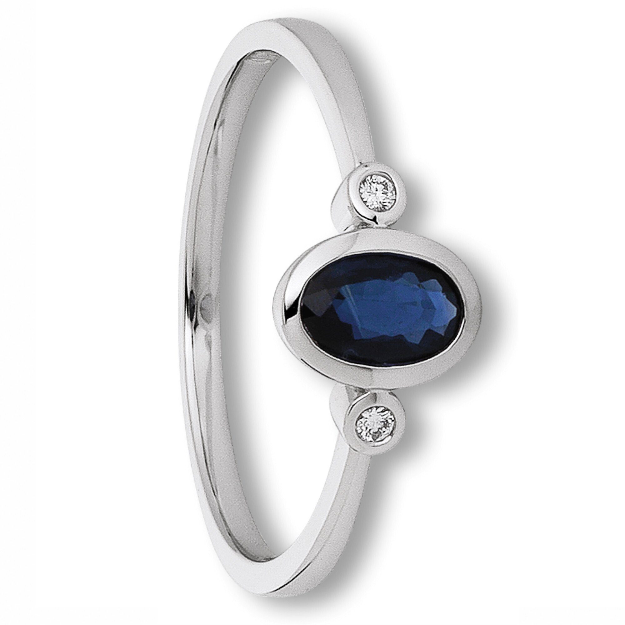 ONE ELEMENT Diamantring 0.02 ct Diamant Brillant Safir Ring aus 585 Weißgold, Klassische Eleganz – veredelt mit funkelndem Diamantbesatz