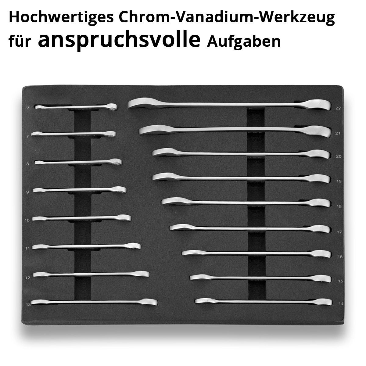 STAHLWERK Steckschlüssel Werkzeugwageneinlage Ring-Maulschlüssel-Satz (Set, 17 St), Schweißer-Gripzangen inklusive Transportkoffer