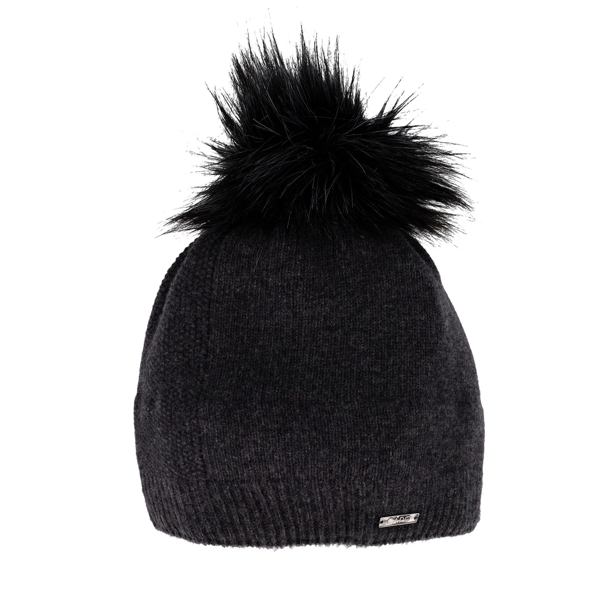 CAPO Strickmütze Wintermütze, Kaschmir-Wolle-Mischung, Futter, Fake-Fur, Struktur