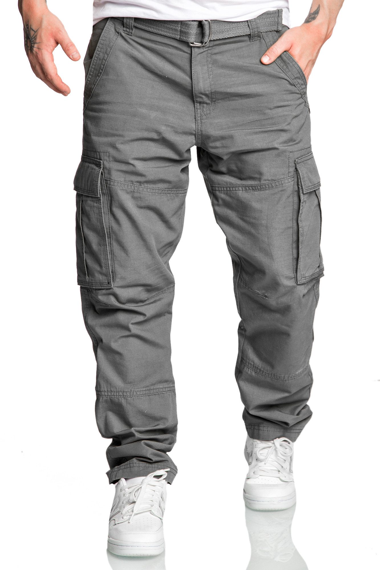 Amaci&Sons Cargohose PASCAGOULA Cargopants Herren Loosefit Jogger Cargo Chino Hose inkl. Gürtel