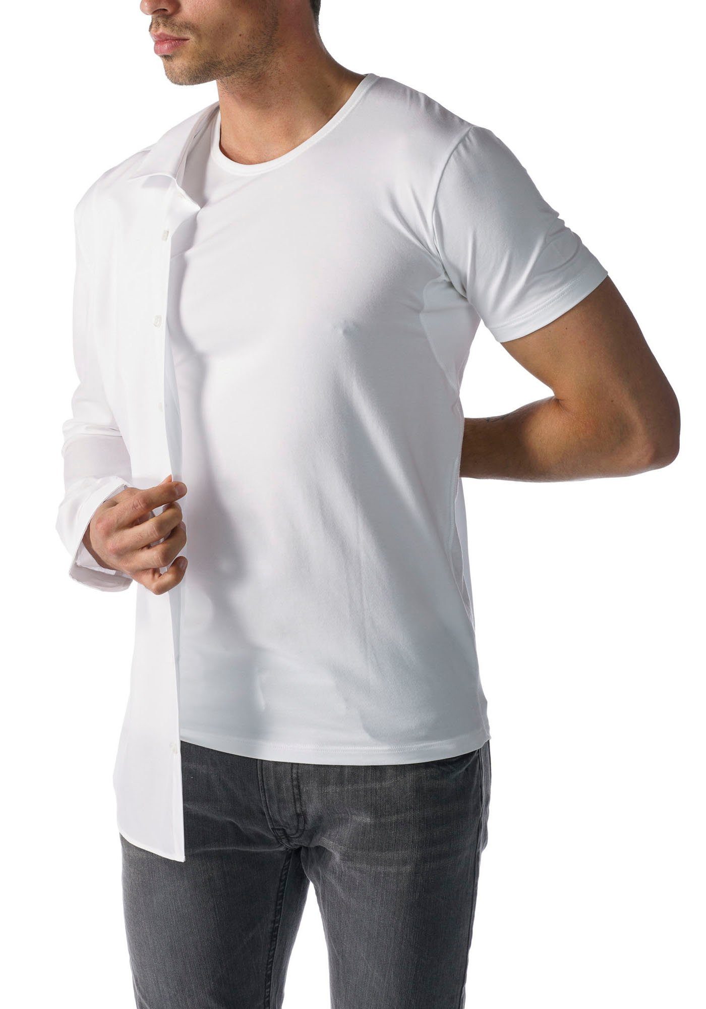 Mey Unterziehshirt Dry Cotton Functional unter dem Businesshemd unsichtbar, Halbarm Weiß