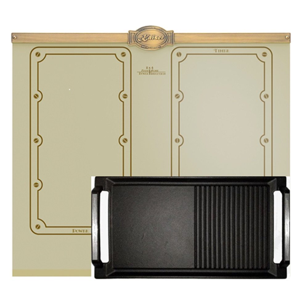 Kaiser Küchengeräte Induktions-Kochfeld Kaiser Empire KCT 6192 FI ElfEm+Grillplatte, Einbau Induktionskochfeld 60 cm Elfenbein stoßfeste Glaskeramik, 4×2 FLEX Induktions-Kochzonen mit Power-Funktion (Booster)