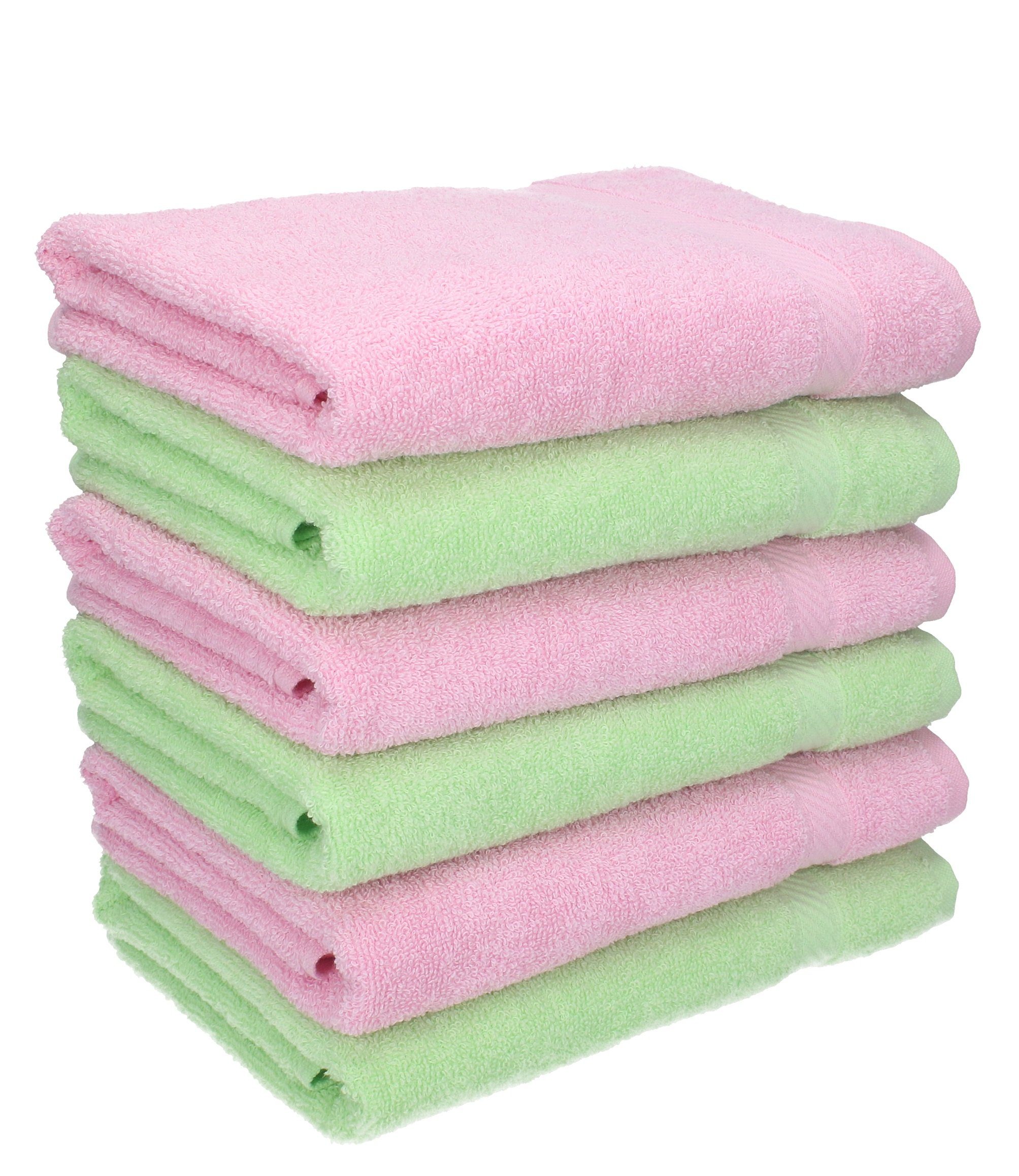 Betz Handtücher 6 Stück HandtücherPalermo Größe 50 x 100 cm Farbe grün und rosé, 100% Baumwolle