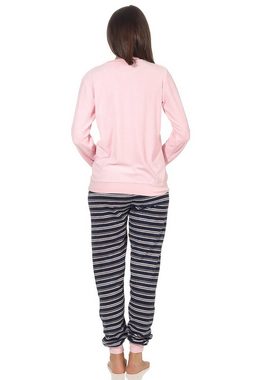 RELAX by Normann Pyjama Damen Frottee Schlafanzug mit Bündchen und Herz Motiv - 291 13 570