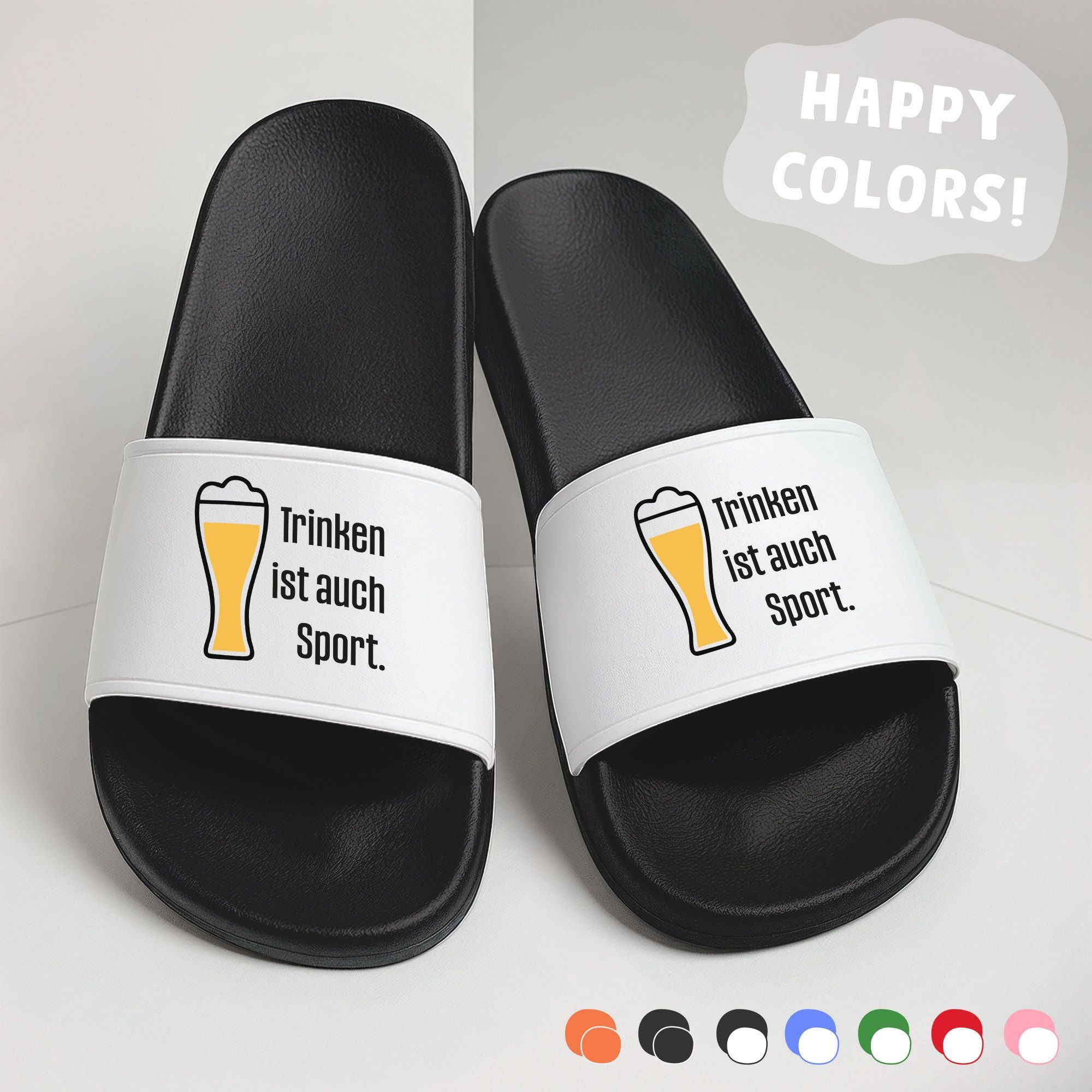 MoonWorks Badeschlappen mit Spruch Bier Badelatschen Unisex Fun Geschenk für Badesandale