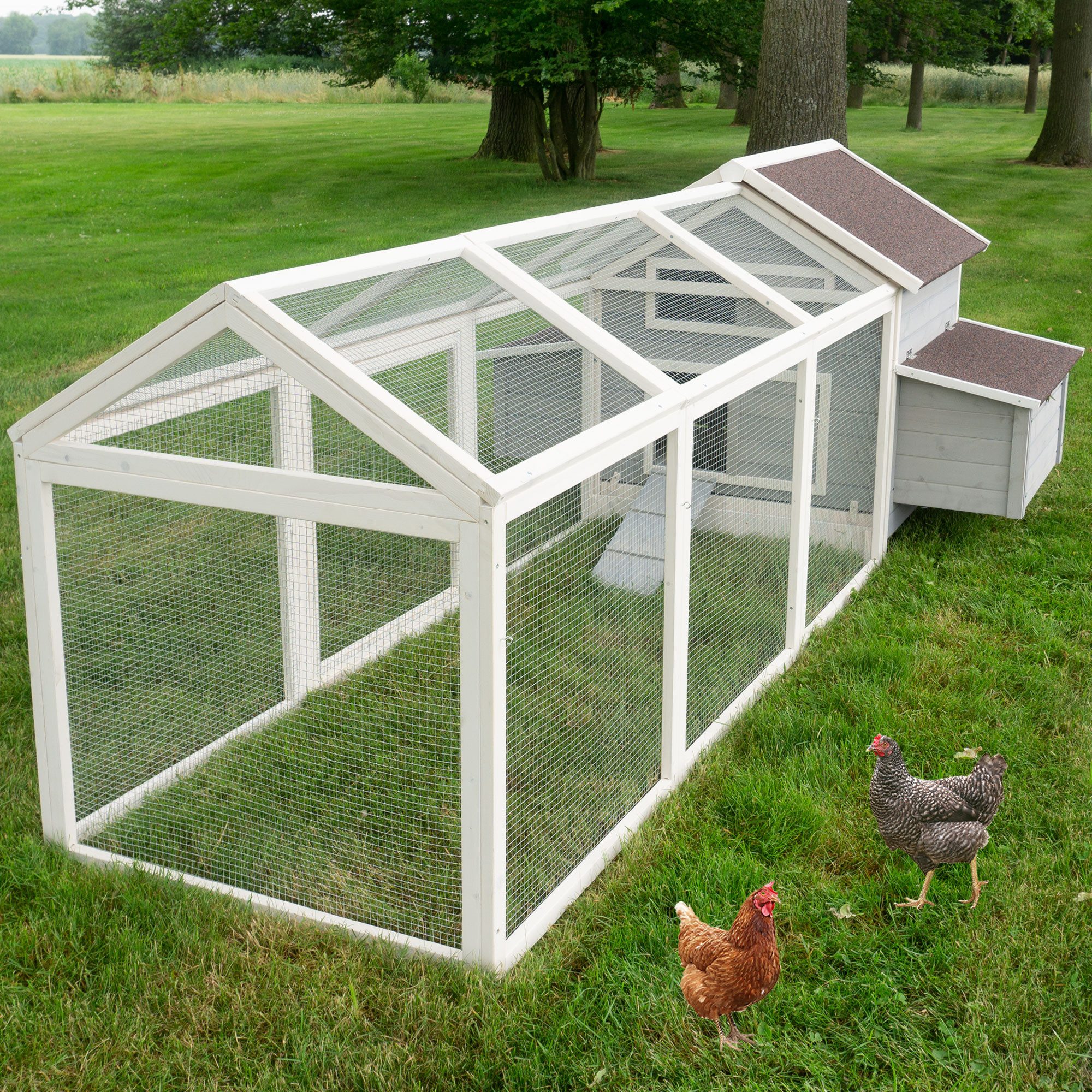 Zooprinz Hühnerstall Betty mit oder ohne Auslauf 301x113x171 cm (BxHxT), Regen- und Sonnendach, Nistkasten mit Klappdeckel