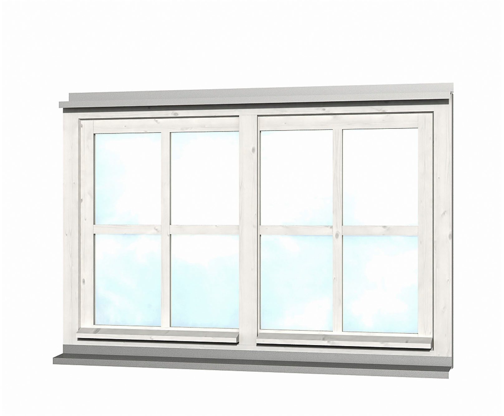 Skanholz Fenster Doppelfenster, für Carports, 132,4 x 82,1 cm