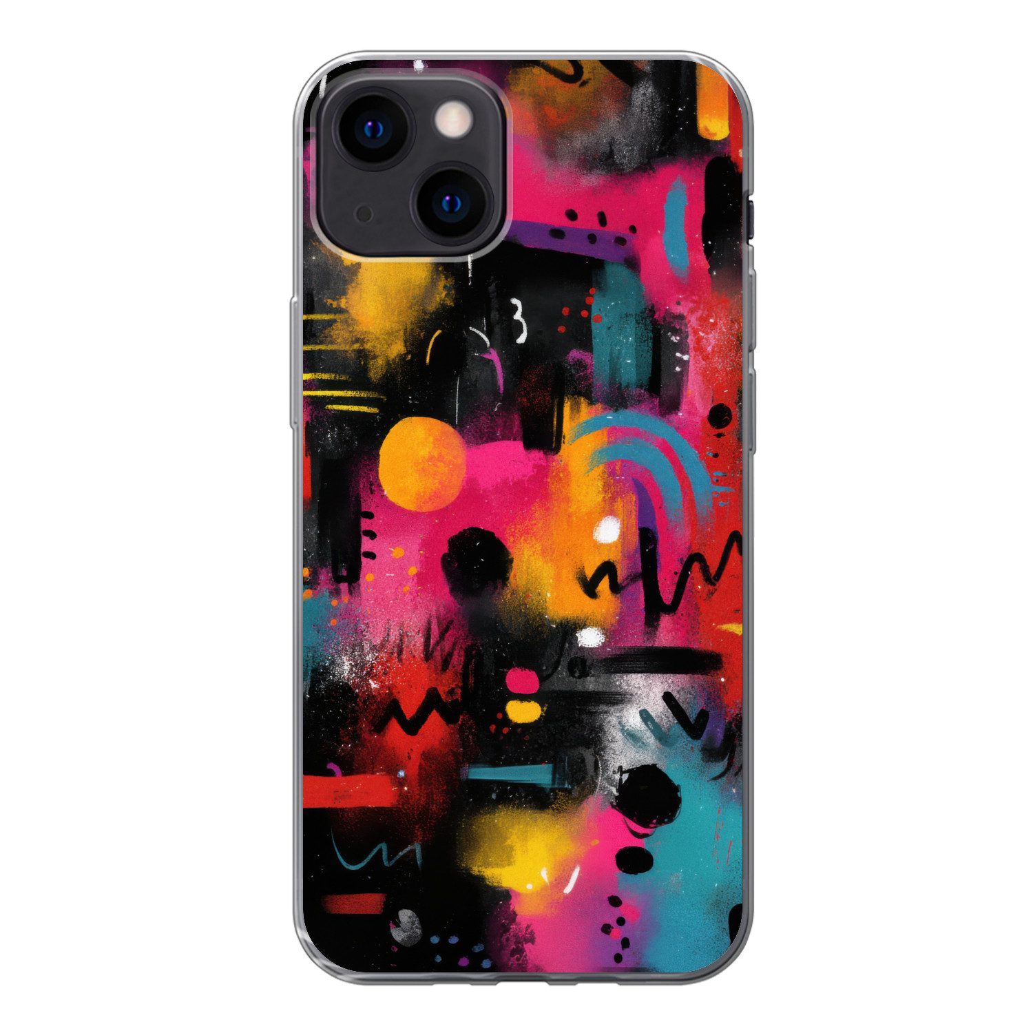 MuchoWow Handyhülle für Apple iPhone 13 Farbflächen - Formen - Bunt - Abstrakt, Smartphone-Bumper, Print, Handy Schutzhülle Dünn