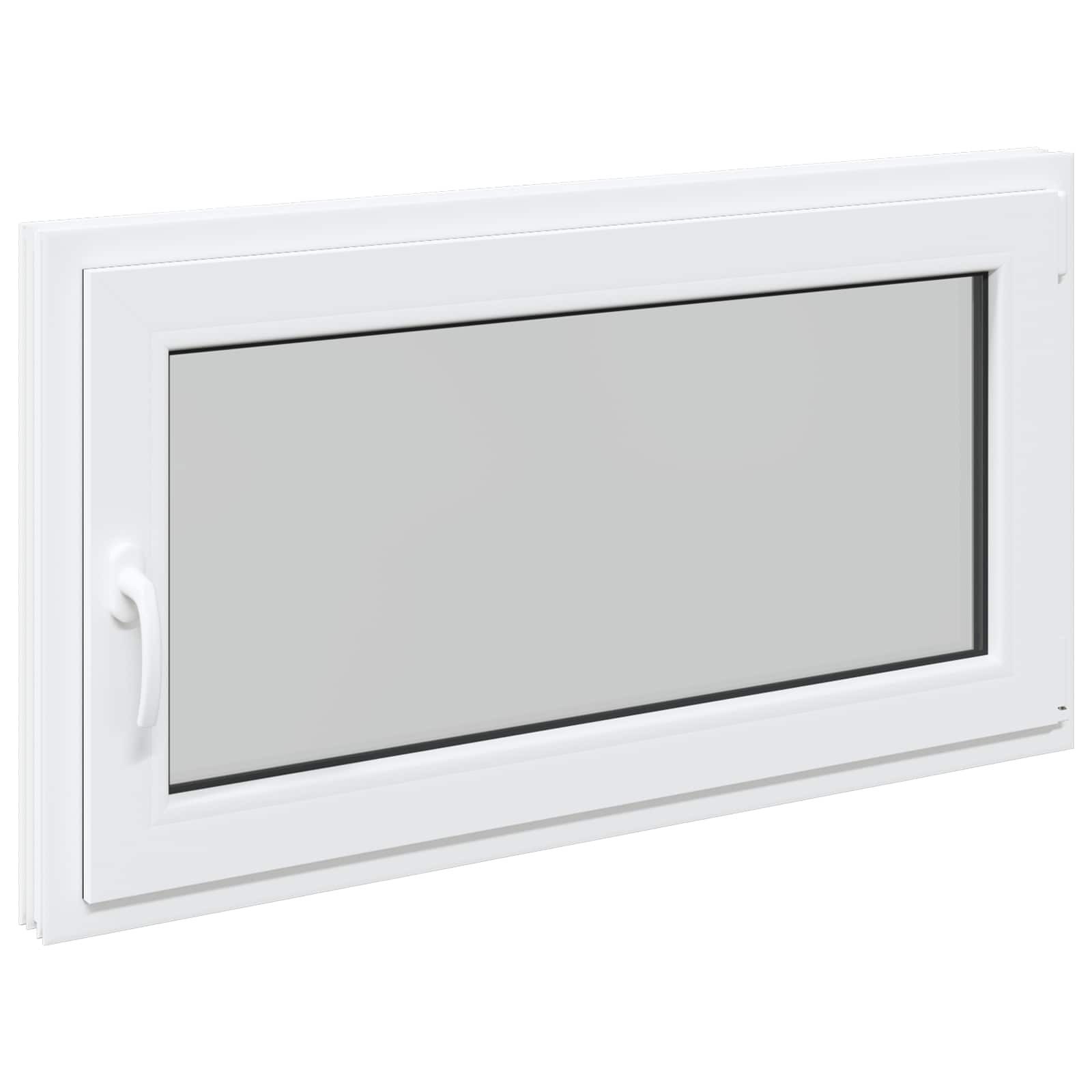 vidaXL Fenster Kellerfenster RISOR 110 x 70 cm PVC und Glas Weiß, (1 St)
