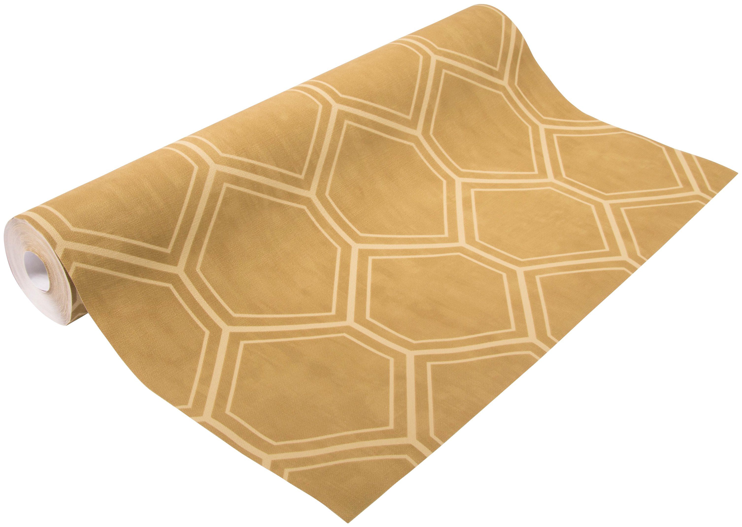 Superfresco Easy Vliestapete Geo - Hexagon, geprägt, geometrisch, (1 St), Ocker - 10m x 52cm