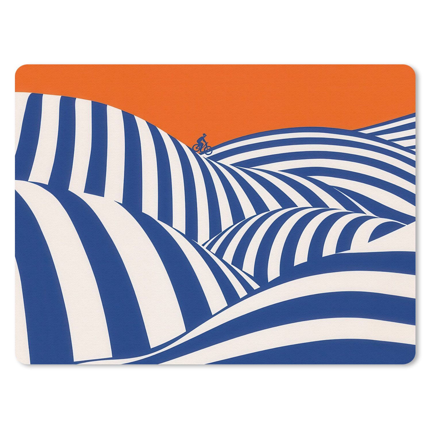MuchoWow Mauspad Radfahrer - Hügel - Streifen - Blau (1-St), Büro für Tastatur und Maus, Mousepad Gaming, 40x30 cm