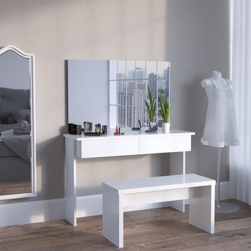 Vicco Schminktisch Azur, Weiß, 120 cm ohne Spiegel, mit Bank, Breite 120 cm