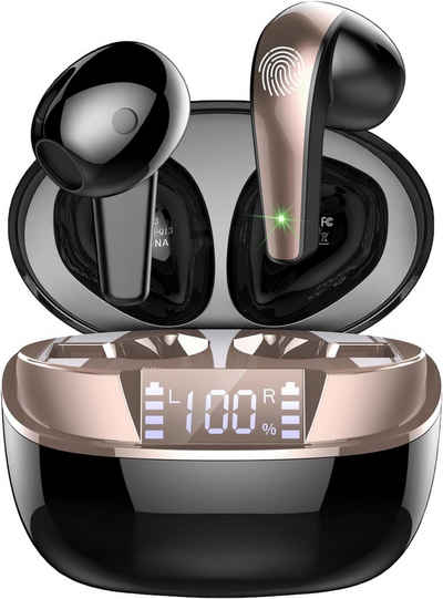 BESNOOW Kabellos Bluetooth 5.3 mit 4 Mikrofon, LED-Anzeige, 2024 Neue In-Ear-Kopfhörer (Natürlicher Klang und kabellose Freiheit für ein immersives Musikerlebnis, ENC Lärmreduzierung Earbuds, 40H Tiefer Bass, IP7 Wasserdicht Ohrhörer)
