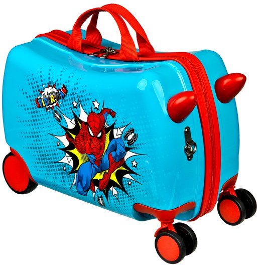 UNDERCOVER Trolley, Kinderkoffer zum und ziehen Rollen, Spider-Man, sitzen 4 Ride-on