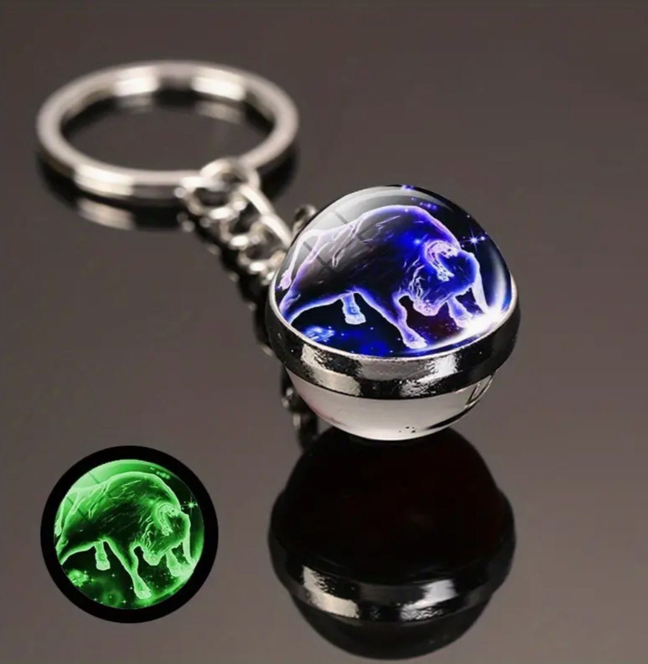 Stelby Schlüsselanhänger mit Gravur Stier Sternzeichen Schlüsselanhänger 3D mit Geschenkbox (Weihnachtsgeschenk, Geburtstagsgeschenk, Valentinstaggeschenk, Gravur mit Glow-Effekt), langlebig, pflegeleicht, unisex