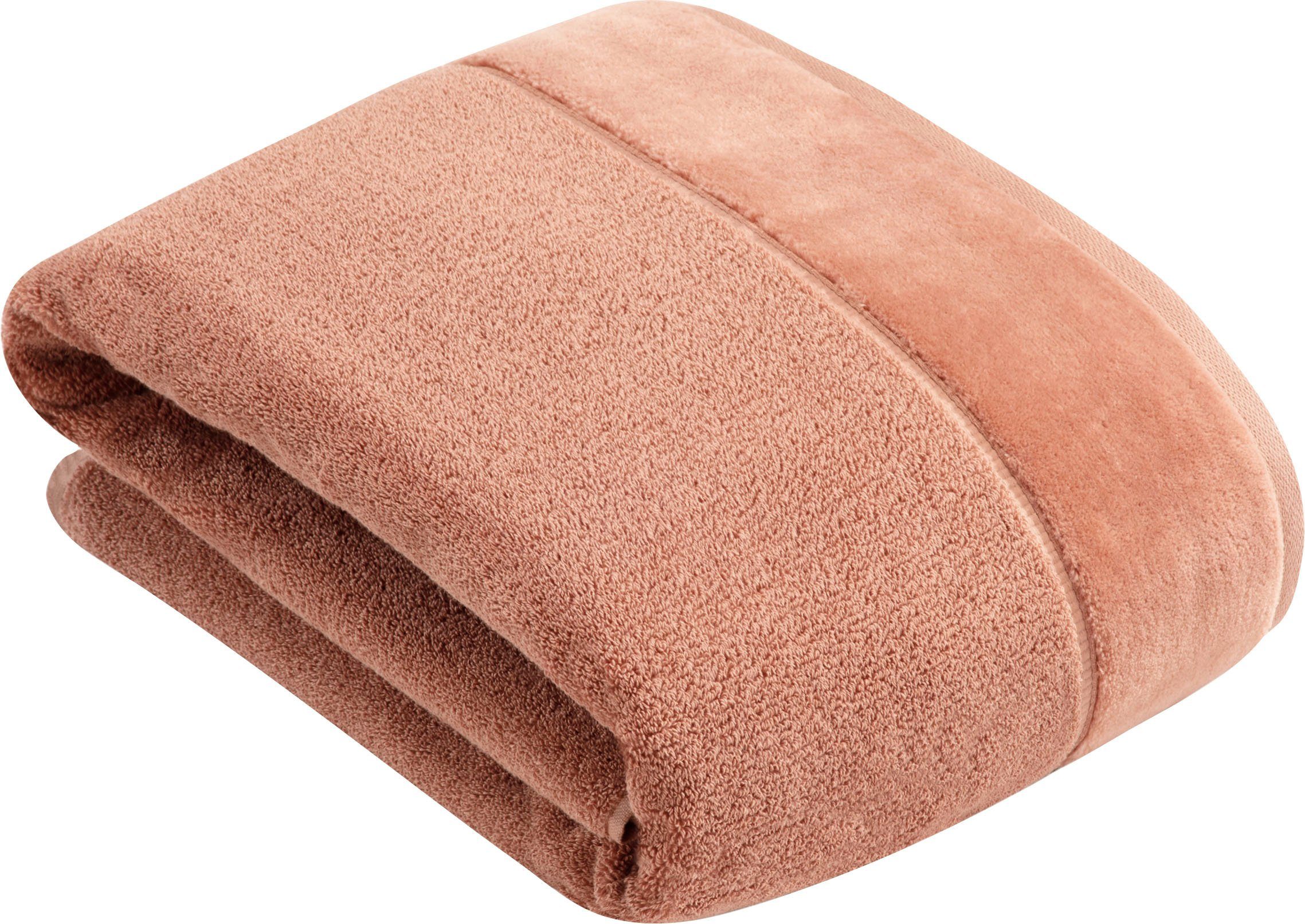 (1-St), Baumwolle Vossen Veloursbordüre mit VEGAN, eleganter & wood Badetuch red Frottier Pure,