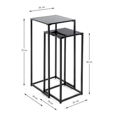 HAKU Blumentopf HAKU Möbel Blumensäule 2er Set - schwarzlackiert - H. 60/70cm x B. 25/30cm