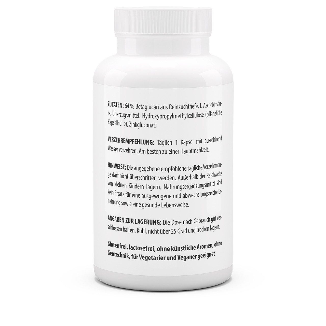 vitaworld Betaglucan 500 mg - aus Reinzuchthefe - mit Vitamin C und Zink Kapseln, 90 St., 70.5 g