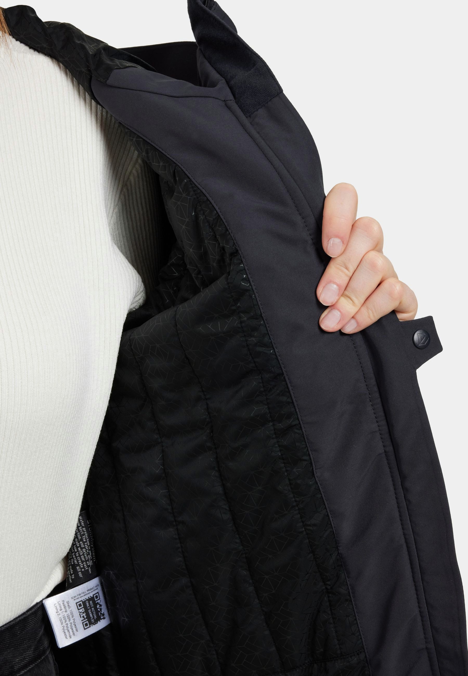 Didriksons Outdoorjacke Damen Winterjacke wasserdicht winddicht atmungsaktiv Kapuze JENNIE 2-Wege-Reißverschluss, Reflektierender Logo-Druck, Verstellbare Kapuze