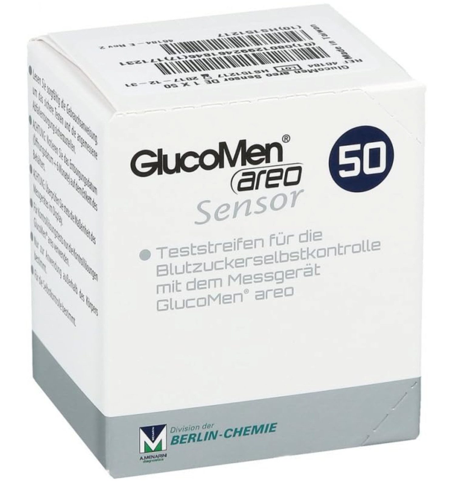 GlucoMen Blutzucker-Teststreifen GlucoMen areo Sensor Teststreifen, Spar-Set, 50-tlg., Geringe Blutmenge für Teststreifen, Diabeteskontrolle