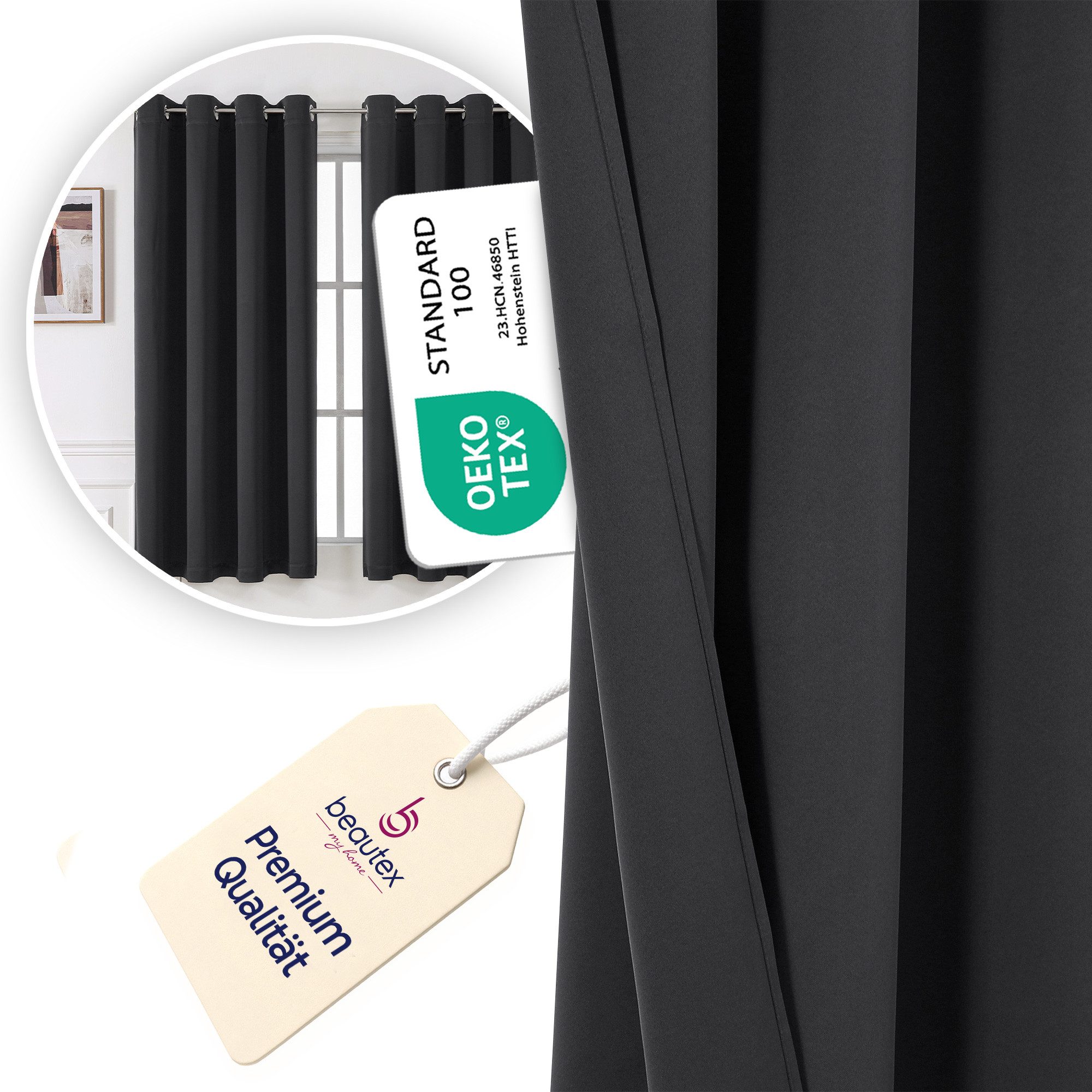 Beautex Verdunkelungsvorhang Verdunkelungsgardine Ösen Vorhang blickdicht abdunkelnd (1 St), Ösen, verdunkelnd. € 15,99