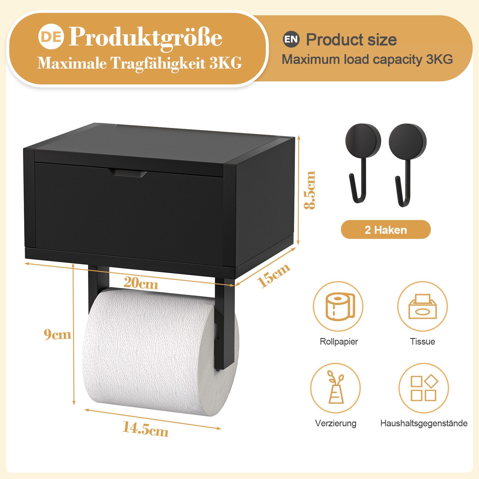 Yorbay Toilettenpapierhalter Bambus Wandmontage ohne Bohren günstig online kaufen