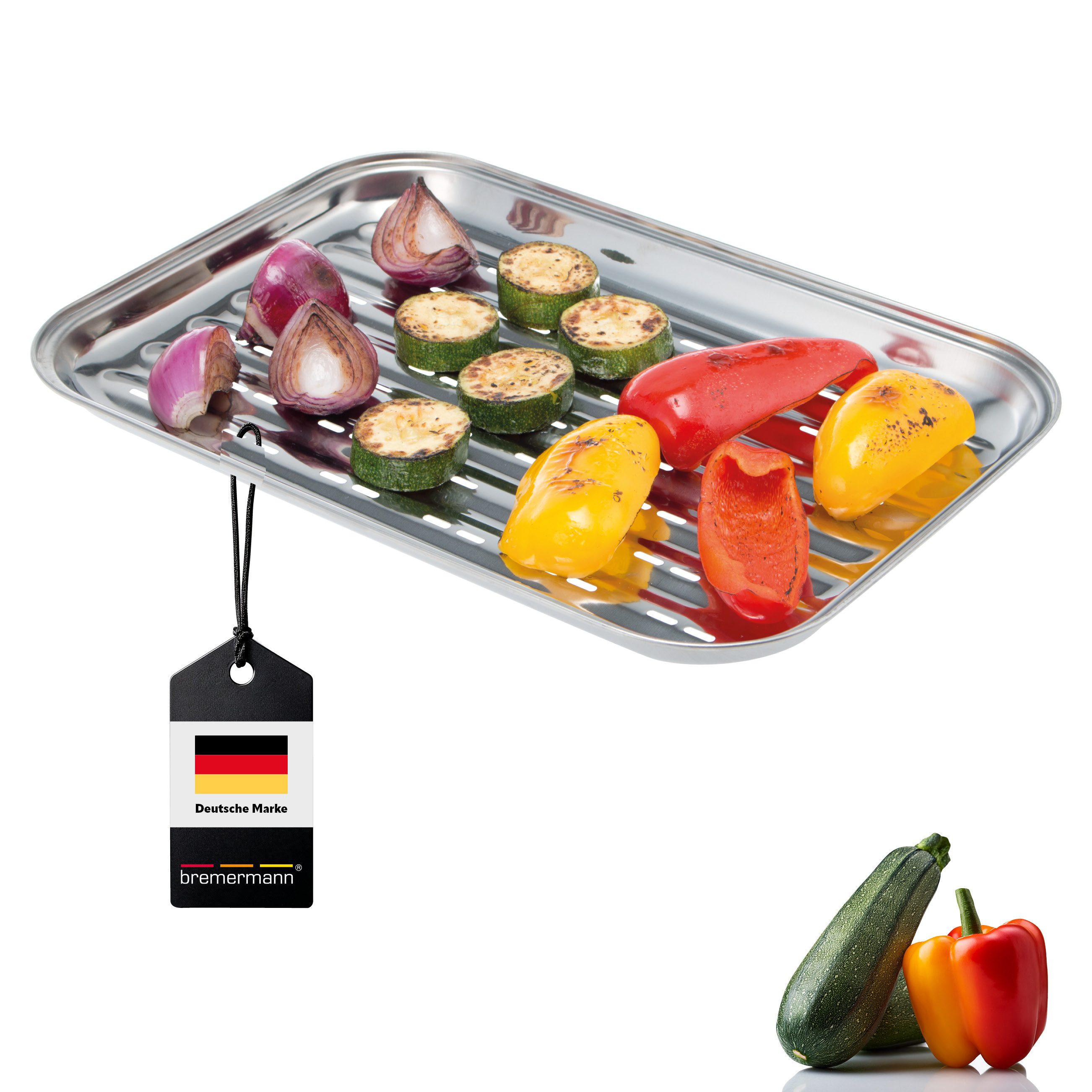 bremermann Grillplatte Grillschale, Grillpfanne Edelstahl, ca. 35 x 24,5 cm Grillplatte (1-St), perforierte Oberfläche