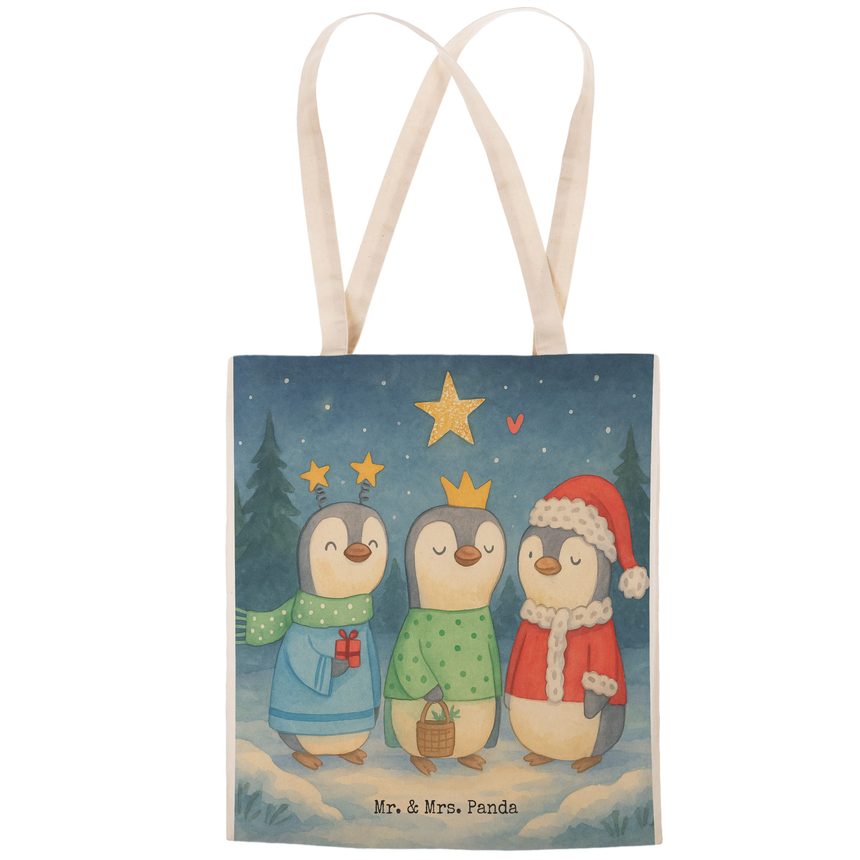 Mr. & Mrs. Panda Tragetasche Winterzeit Heilige drei Könige Design, Alltagstasche, Weiß, Weihnacht (Packung), Heiligabend großer shopper Freizeittasche
