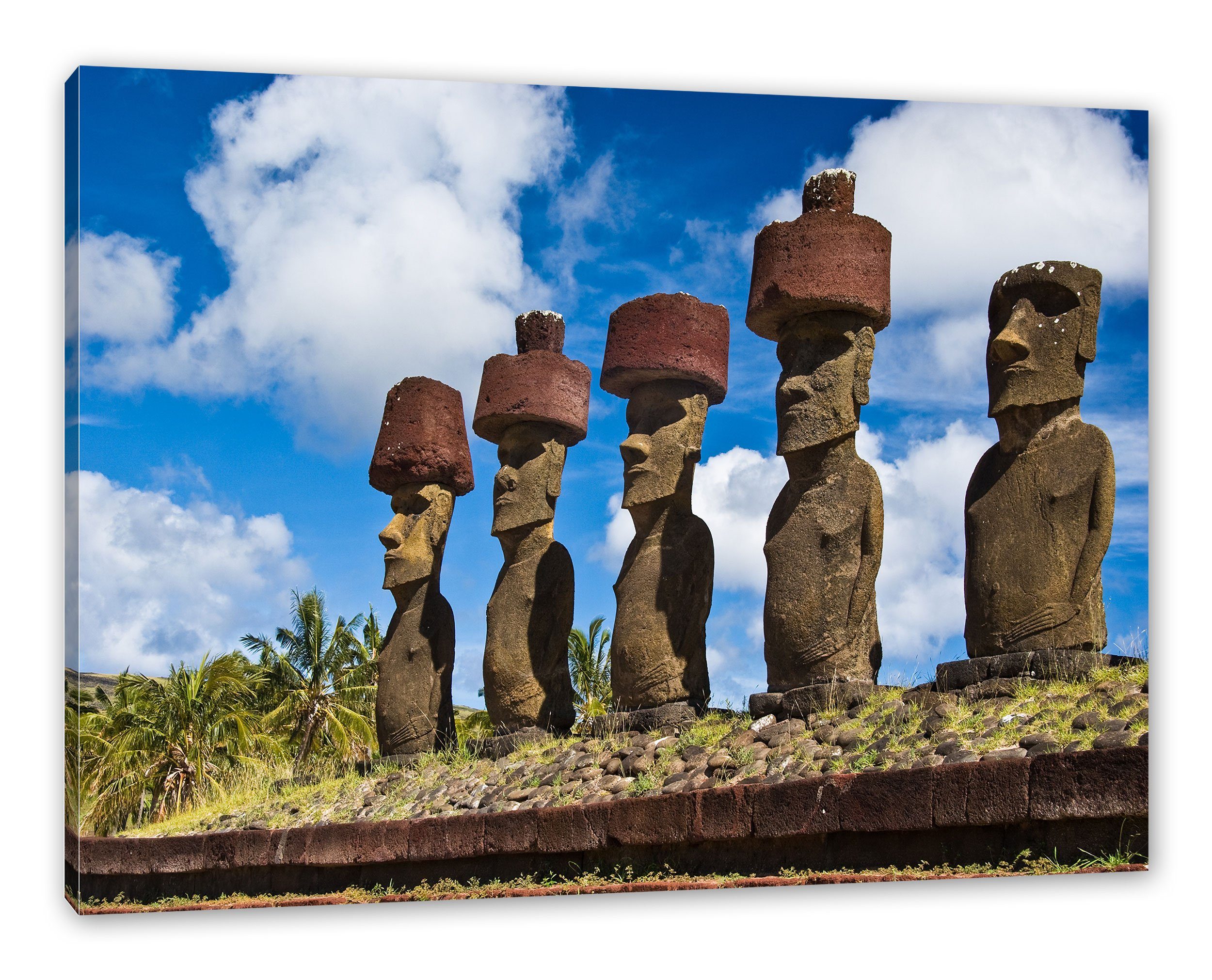 Pixxprint Leinwandbild Moai Statuen Osterinseln, Moai Statuen Osterinseln (1 St), Leinwandbild fertig bespannt, inkl. Zackenaufhänger | Leinwandbilder