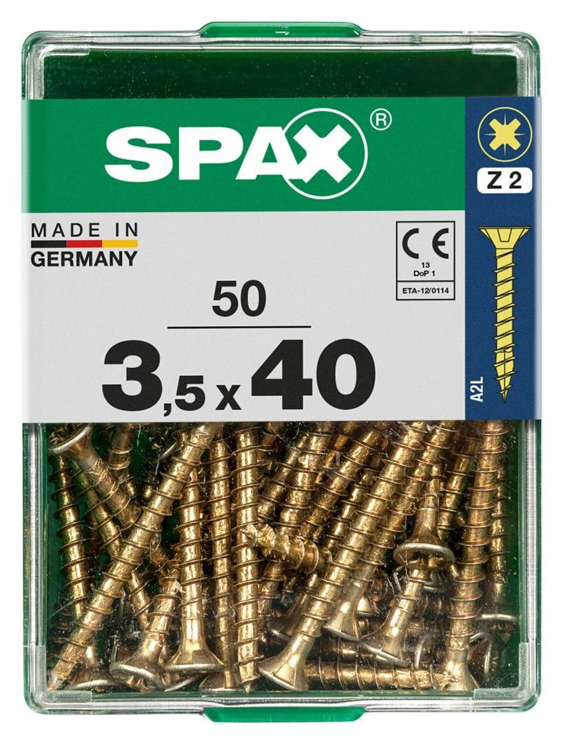 PZ 2 SPAX - 40 Universalschrauben Holzbauschraube Spax Stk. 3.5 mm 50 x