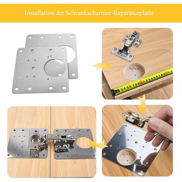 Fivejoy Möbelbeschlag 2 Stück Scharnier Reparaturplatte,Küchenscharnier Reparaturplatten