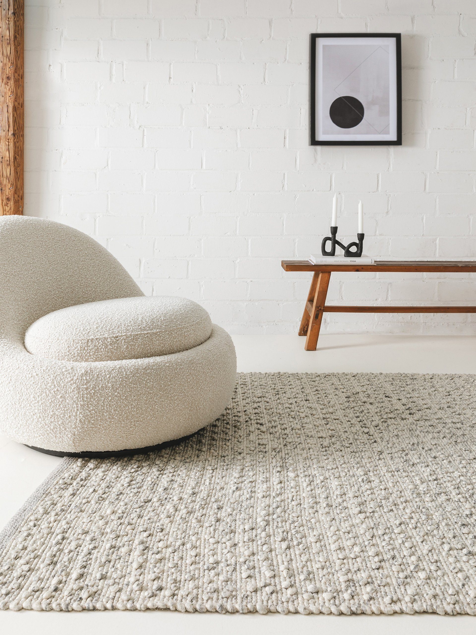 benuta Wollteppich Lana, rechteckig, Höhe: 5 mm, Wolle, handgewebt, Uni, Hy günstig online kaufen