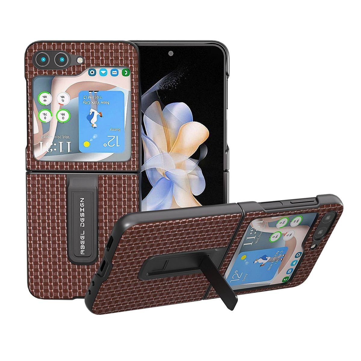Wigento Handyhülle Für Samsung Galaxy Z Flip5 5G Echt Leder Handy Tasche  Hülle Cover Etui