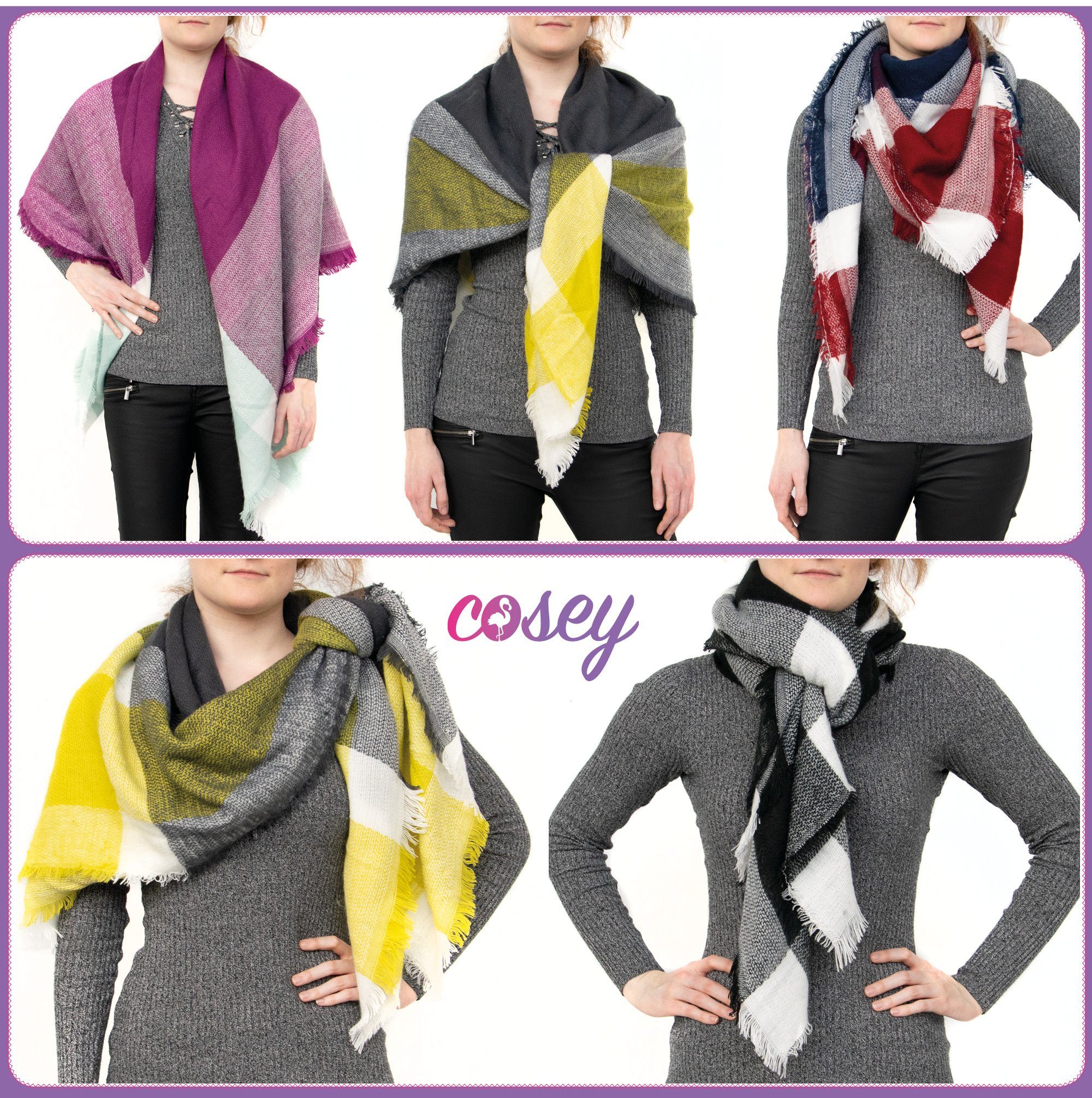 cosey XXL-Schal Bunter XXL-Schal, quadratisch – Bild 5 von 5
