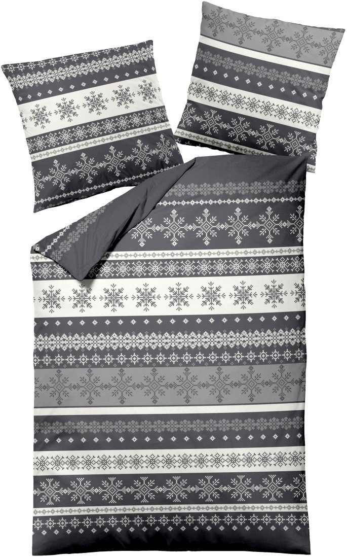 Dormisette Bettwäsche Biber Bettwäsche NORWEGER tolle Strickoptik made in GERMANY, Biber, 2 teilig, kuschelig weich & warm