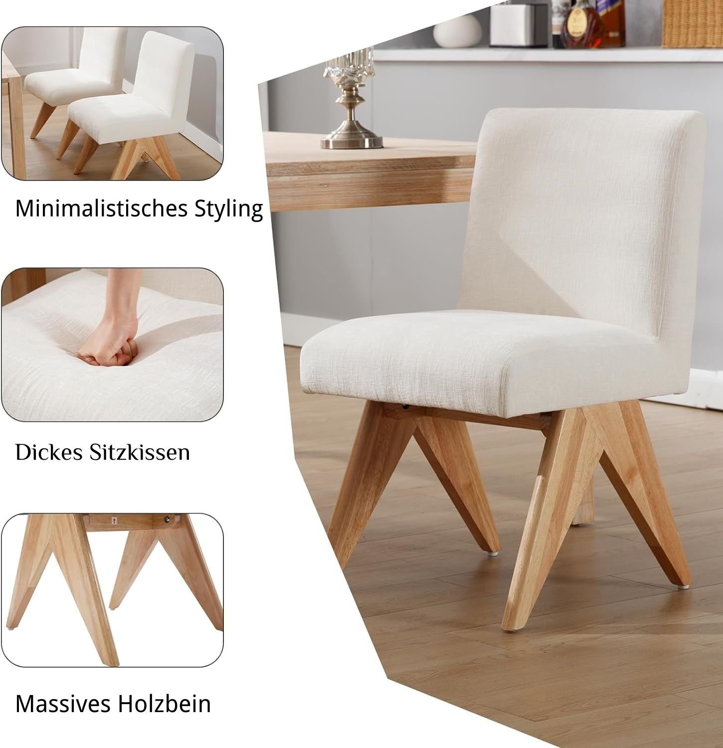 WAHSON OFFICE CHAIRS Esszimmerstuhl 2er Set Küchenstühle aus Chenille, Polsterstuhl ohne Armlehnen (2 St)