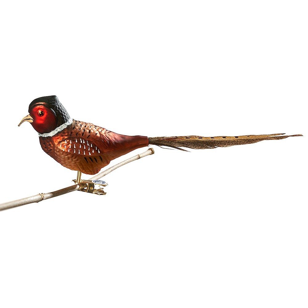 Birds of Glass Christbaumschmuck Naturfeder, eigener mit mundgeblasen, Herstellung aus Fasan handdekoriert, Glasvogel