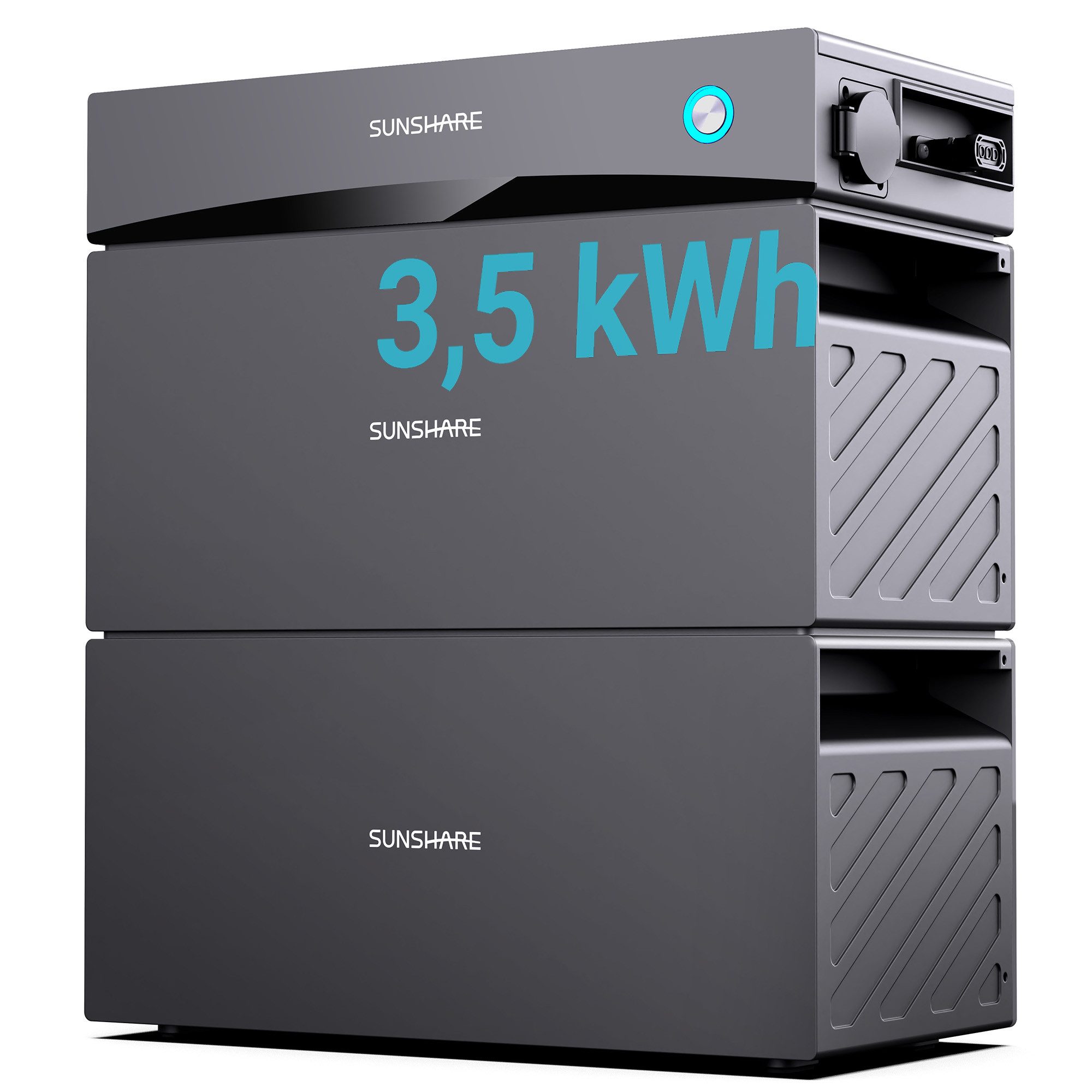 Sunshare SUNSHARE Glory 3,5 kWh All‑in‑One Energiesystem mit Notstromfunktion Stromspeicher LiFePO₄ (PV‑Eingang 22–57 V DC, AC 230 V V), Dual‑MPPT für optimale PV‑Leistung bis 2.400 W