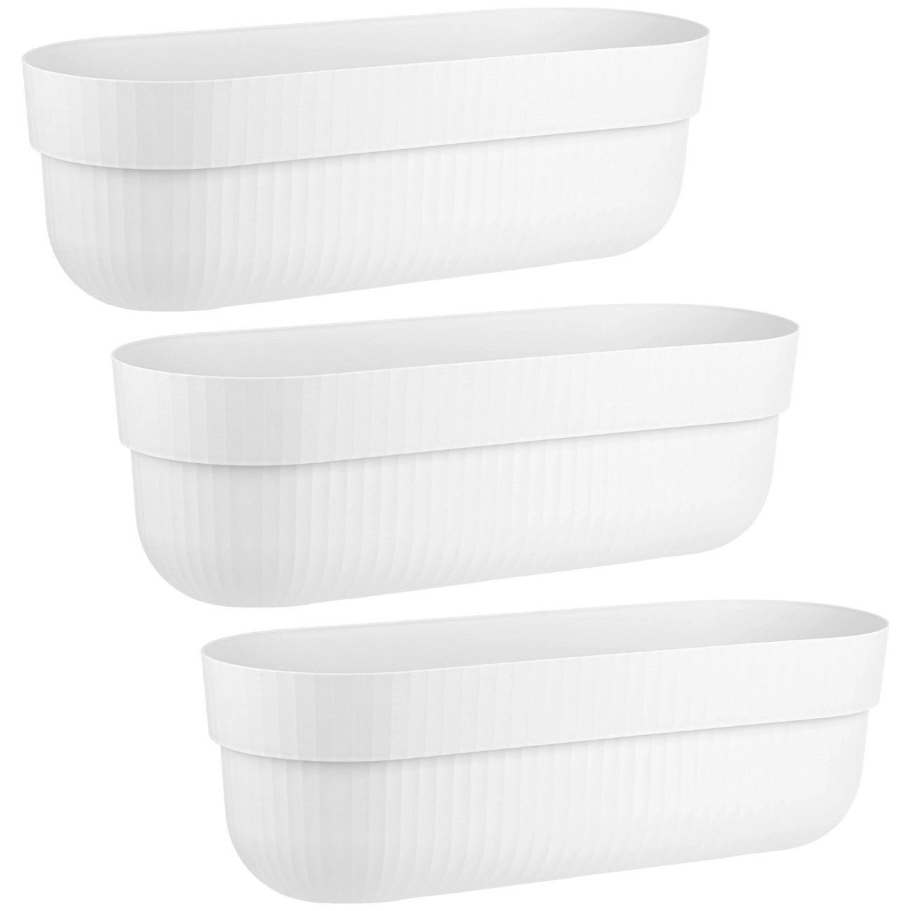 Engelland Blumenkasten mit Wasserspeicher/Drainagesystem und Abstandshalter (Vorteils-Set, 3 St), Blumentopf, 50 cm, PP-Kunststoff, Balkonkasten, länglich, formstabil