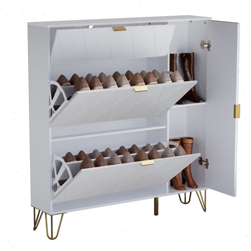 UEV Schuhschrank mit 4 Klappen schmal Schuhkipper Schuhregal (105x24x120cm) günstig online kaufen